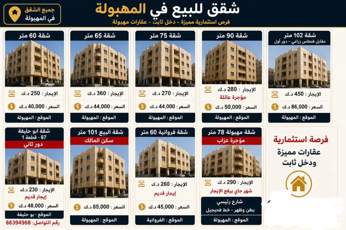 Sale Apartment in Mahboula