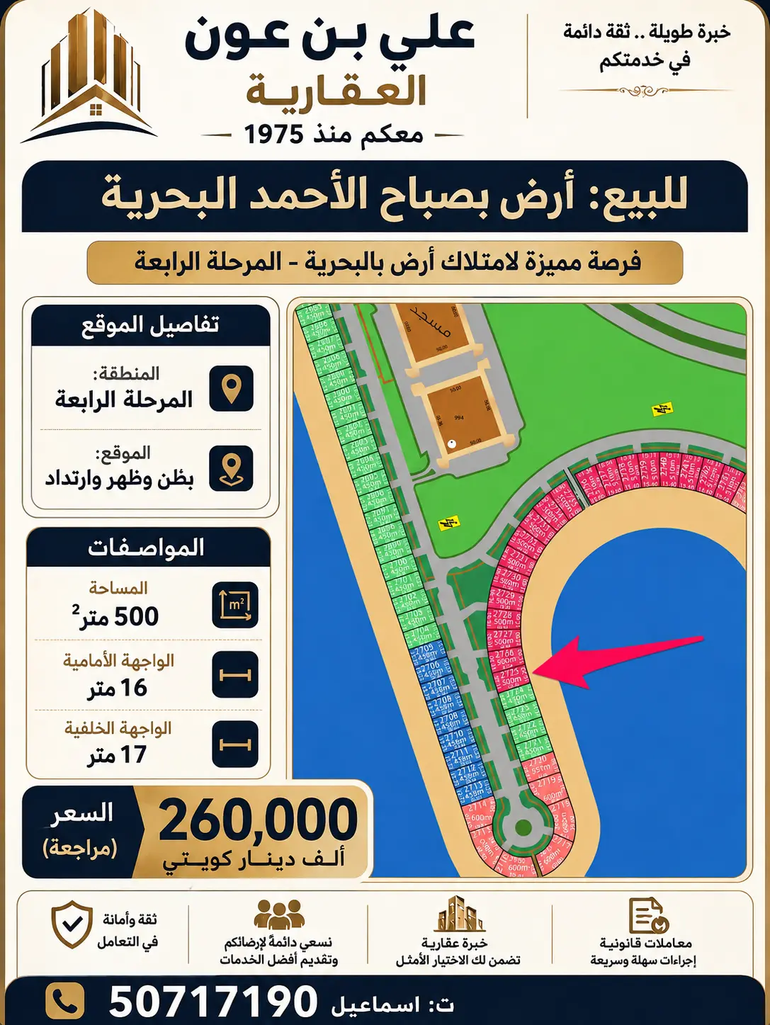 للبيع ارض في صباح الاحمد البحرية - الخيران