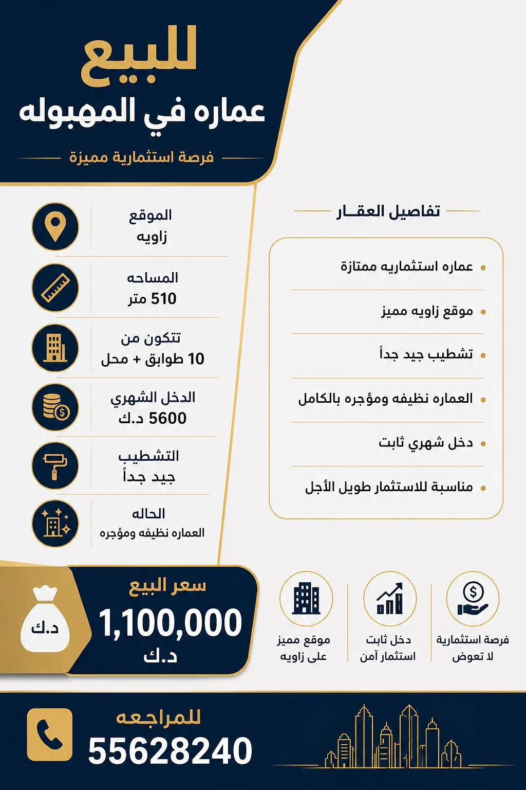 للبيع عمارة في المهبولة