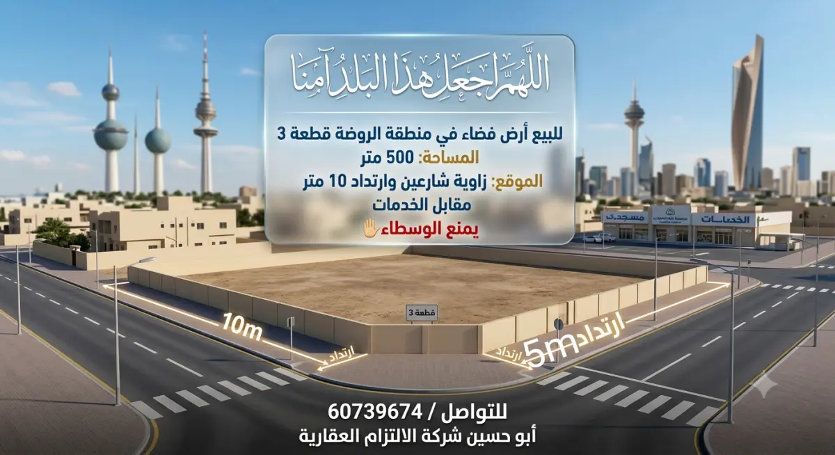للبيع ارض في الروضة